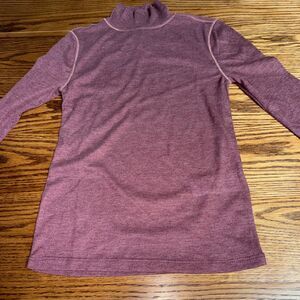 NWT Madewell Vibrant Wine/Marroon Mock Neck Long Sleeve Tee Size XS Tight Knit